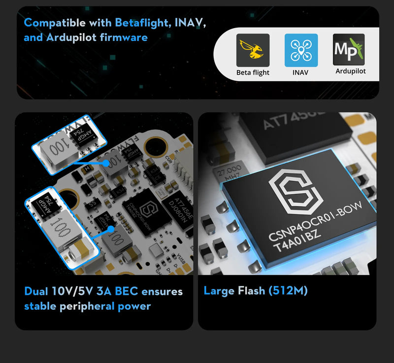 Flywoo GOKU H743 PRO Mini 45A 32bit 128K フライトコントローラー