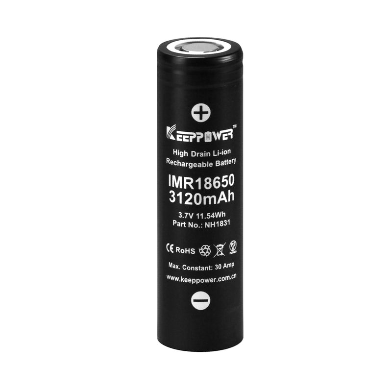 KEEPPOWER IMR18650 HN1831 リチウムイオンバッテリー 3120mAh 30A連続 60A最大（2本セット・日本製セル）