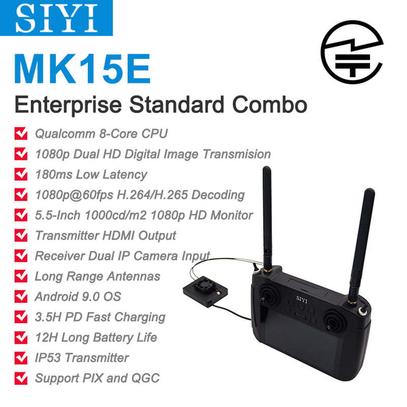 SIYI MK15E Mini HD Handheld Smart Controller - エンタープライズスタンダードコンボ (技適マーク付き)